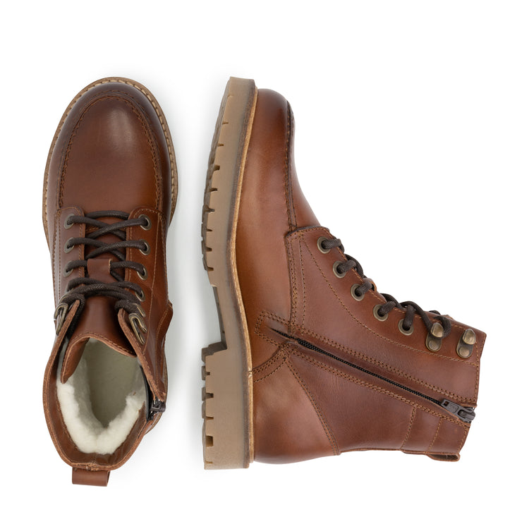 Haugesund - Wool-lined lace-up boots - Lady - Cognac UPD