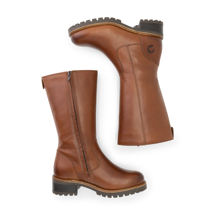 Fitjar - Mid-calf wool-lined boots - Lady - Cognac UPD