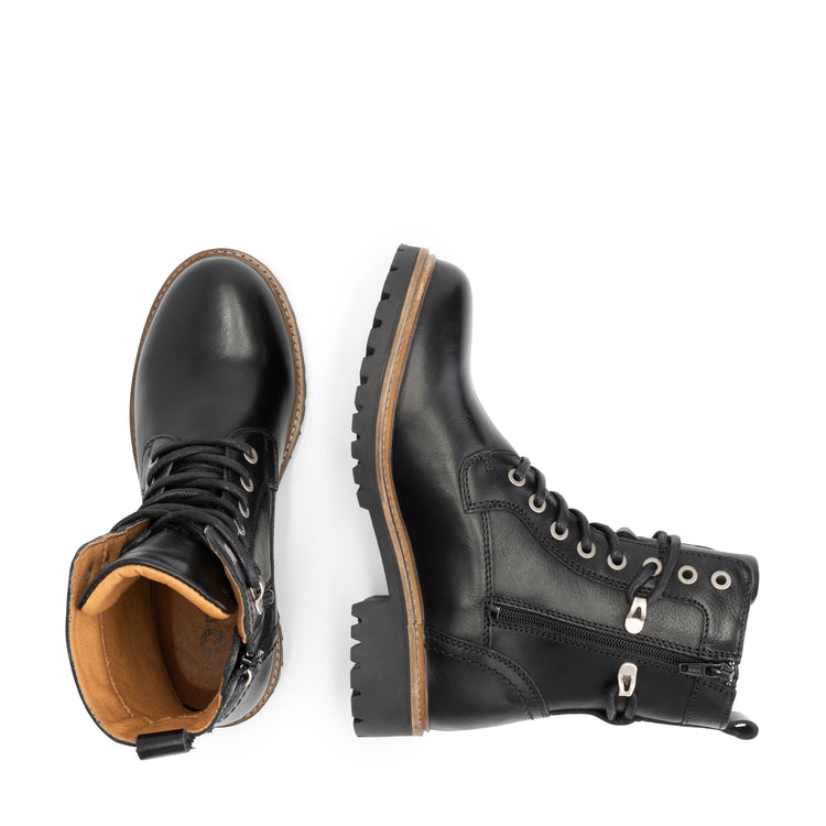 Kvosted - Leather lace-up boots - Lady - Black UPD