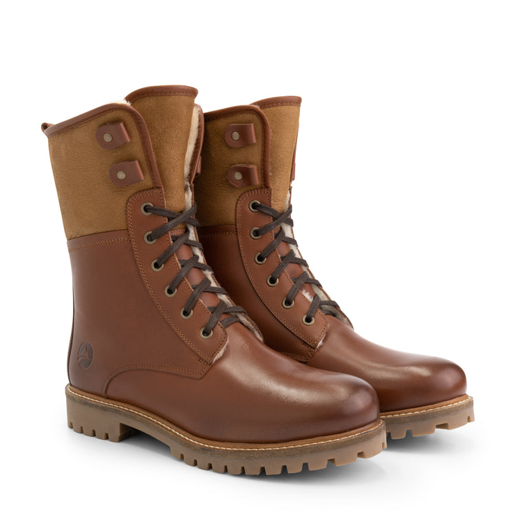 Holm - Wool-lined lace-up boots - Men - Cognac FRD